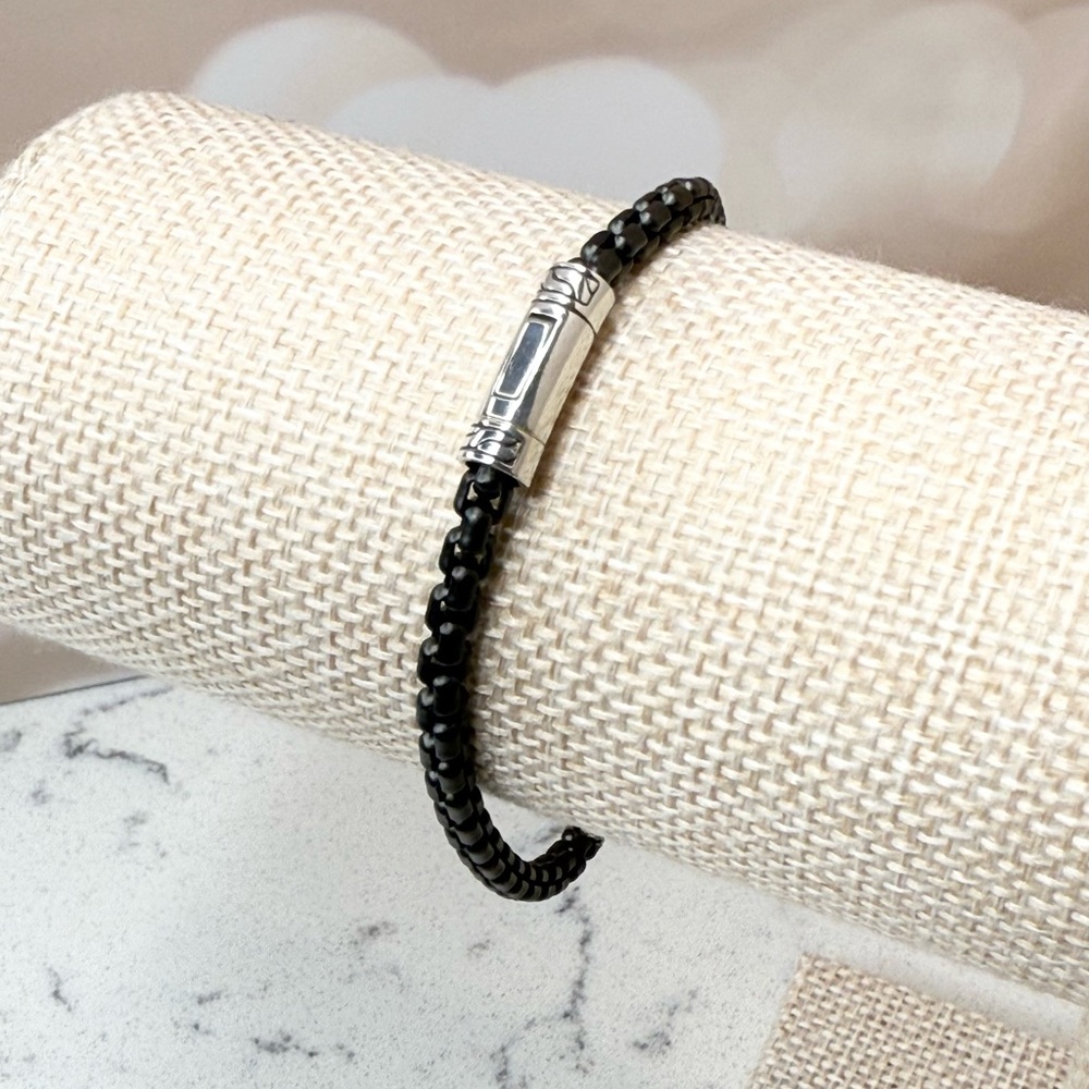 JOHN HARDY Black Sterling Silver Classic Box Chain Bracelet